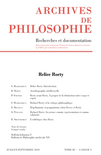 Relire Rorty, dans Archives de Philosophie, 2019/3 (Tome 82)