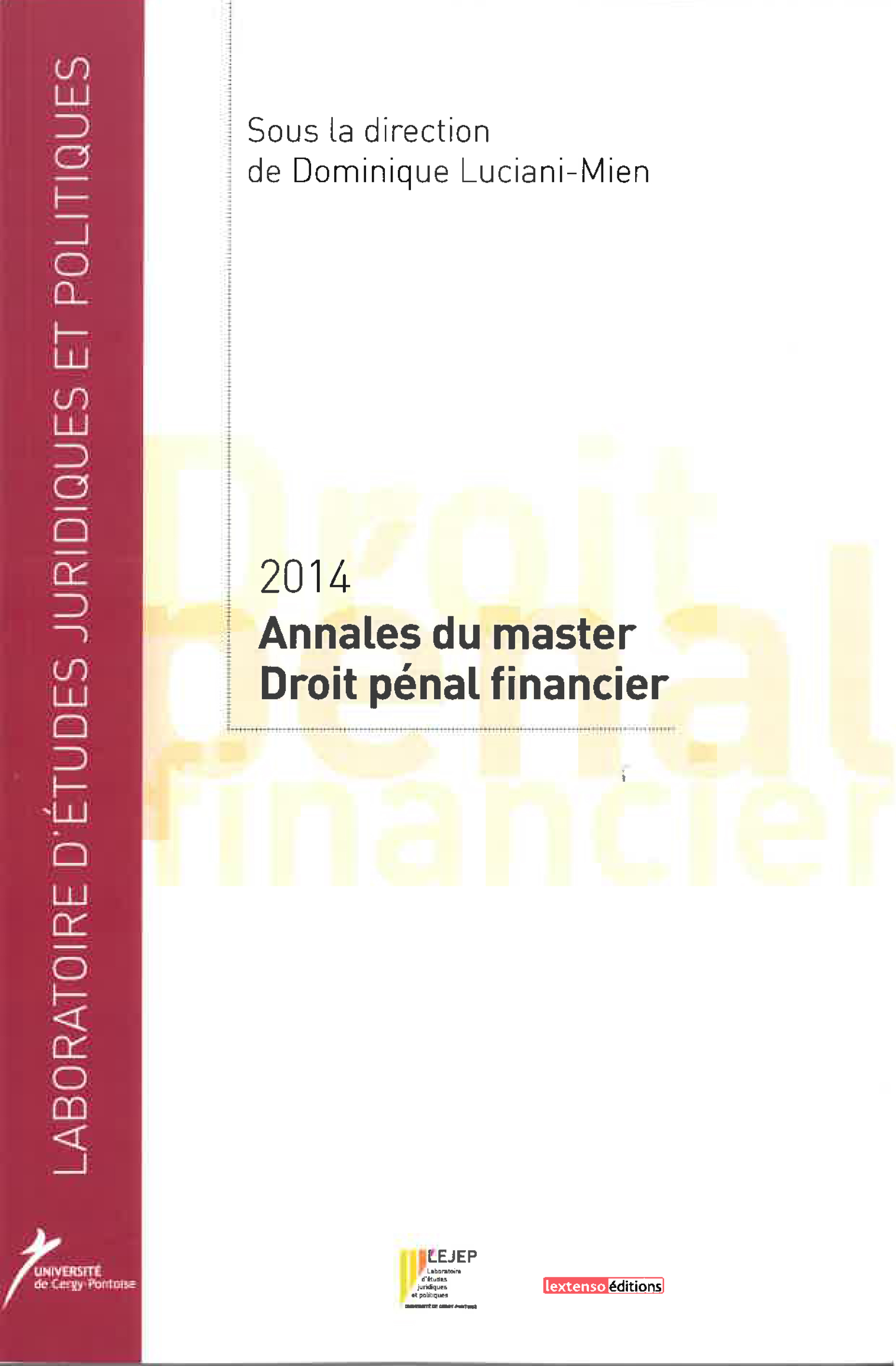 couverture annales master droit penal financier