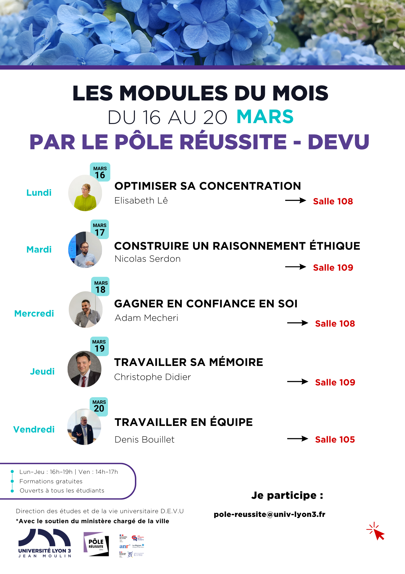 Les modules du mois de mars